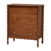 Baxton Studio Seamus 4-Drawer Chest with Carved Bobbin Frame